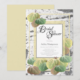 Rustik bröllopsfest Aspenbark och löv Inbjudningar