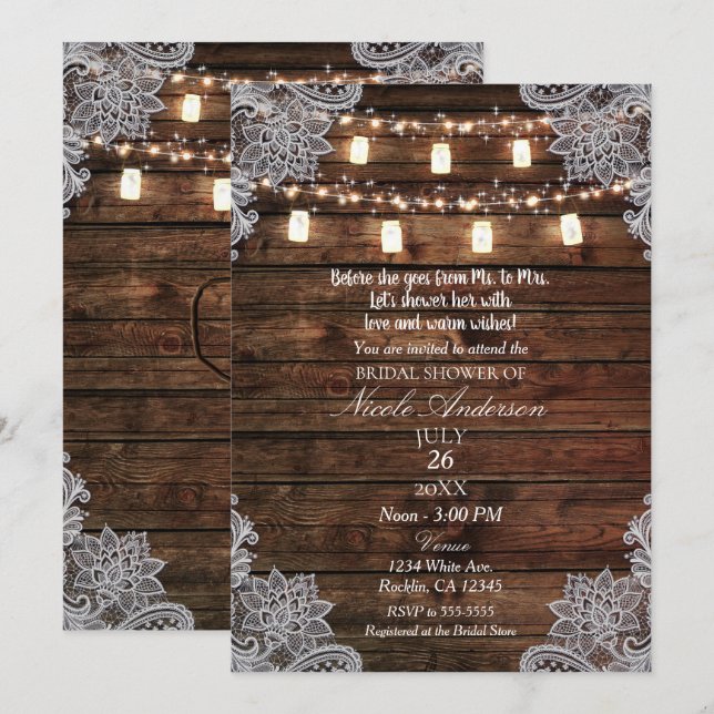 Rustik Bröllopsfest med brädor från lada och murar Inbjudningar (Fram/baksida)