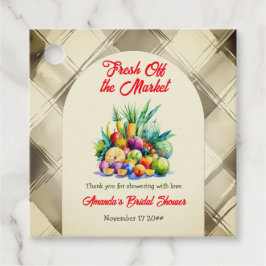 Rustik Bröllopsfest med frukt från marknaden Gåvor Etiketter