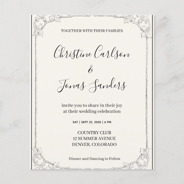 Rustik bröllopsinbjudan flygblad (Framsidan)