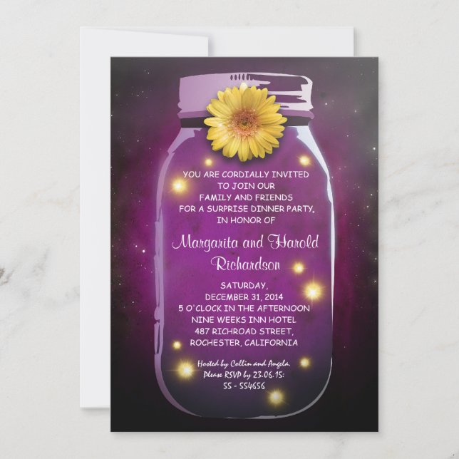 Rustik bröllopsjubileum i murad glasburk inbjudningar (Framsida)