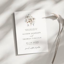 Rustik bröllopskort med blommönster och monogram f inbjudningar