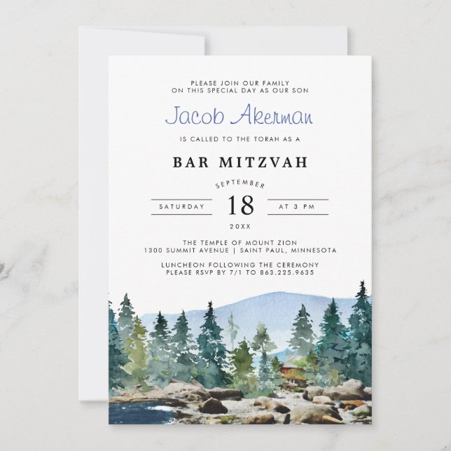 Rustik Bröllopsladan i akvarell | Bar Mitzvah (Framsida)