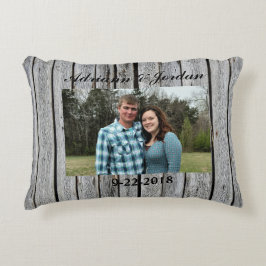 Rustik bröllopspresent anpassad efter foto prydnadskudde