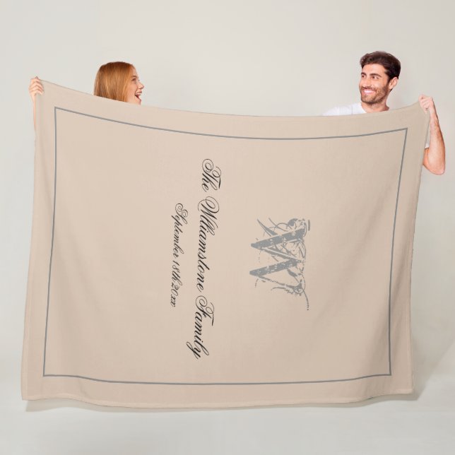 Rustik Bröllopspresent Familjeefternamn Chic Monog Fleecefilt (På plats)