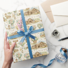 Rustik Bröllopsvattenfärg för Ladaladugård Presentpapper