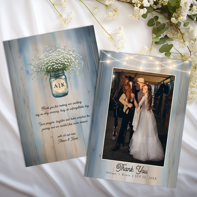 Rustik Brudslöja Country Bröllop Tack  Kort (Country Wedding Thank You Card)