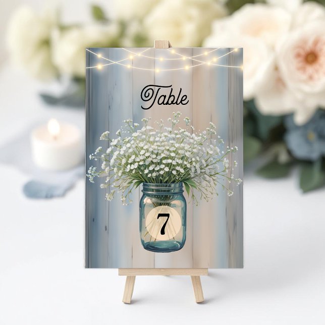 Rustik brudslöja lantlig bröllopsbord nummer  bordsnummer (Table Number)