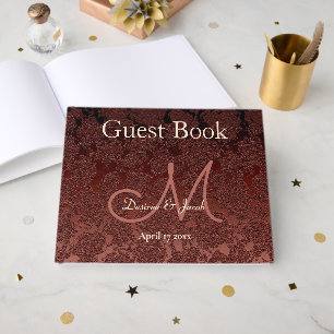 Rustik Brun Champagne Elegant Höst Monogram Gästböcker