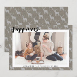 Rustik brun Grått Burlap Enkel skripthAPPINESS Julkort