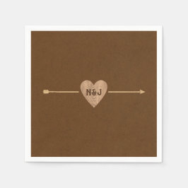 Rustik Brun Kraft Hjärtpil Bröllopsdusch Pappersservett