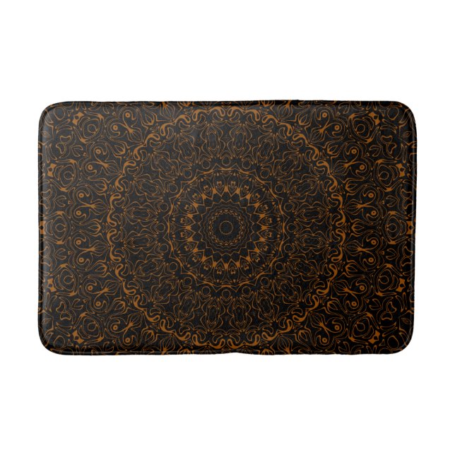 Rustik Brun Mandala med Västerländsk Charm Badrumsmatta (Framsidan)