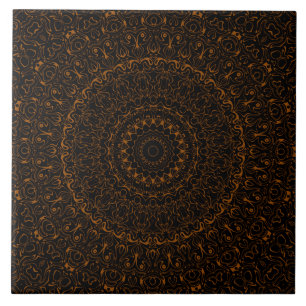Rustik Brun Mandala med Västerländsk Charm Kakelplatta
