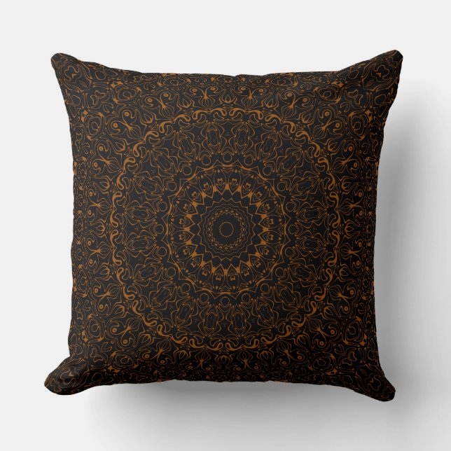 Rustik Brun Mandala med Västerländsk Charm Kudde (Framsida)