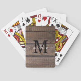 Rustik Brun Monogram Skript Anpassad Casinokort