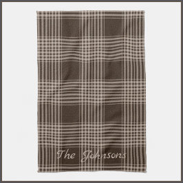 Rustik Brun och Beige Plaid  Kökshandduk