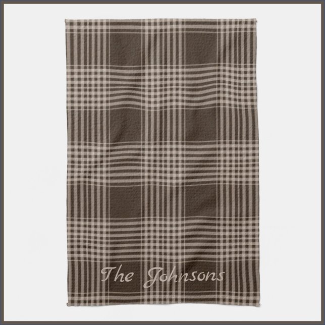 Rustik Brun och Beige Plaid  Kökshandduk (Skapare uppladdad)