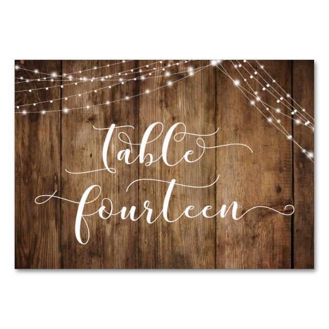Rustik Brun Trä & Ljus Bord Fjorton Kort (Framsidan)