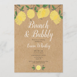 Rustik Brunch och Bubbly Citron Bröllopsfest Inbjudningar