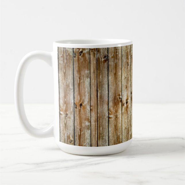 Rustik Brunt Träplankslayout Utan Synliga Fogar Kaffemugg (Vänster)