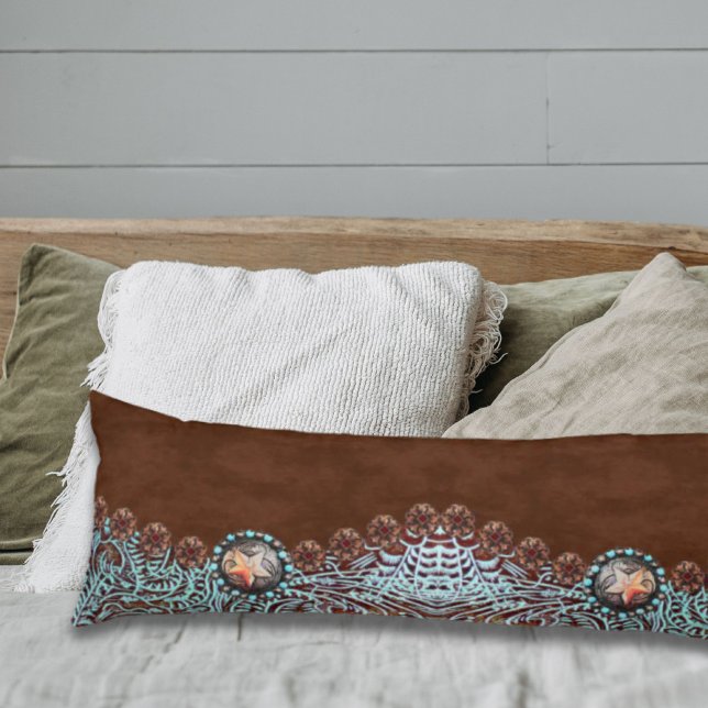 Rustik brunturkos westerna land mönster kroppskudde (Rustic brown turquoise western country pattern body pillow)