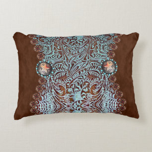 Rustik brunturkos westerna land mönster prydnadskudde