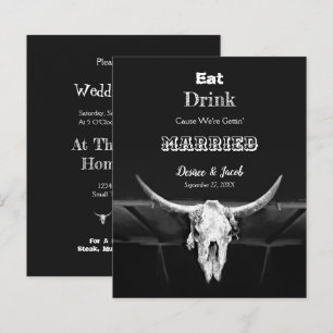 Rustik Budget Black Eat Drink Married Bull Skull