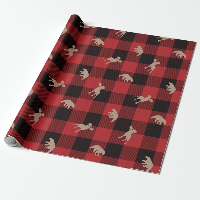 Rustik Buffalo-rutig skogshuggar-födelsedagstema Presentpapper (Utrullad)