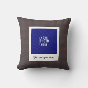 Rustik Buffélrutig Polaroid-foto Anpassad Kudde