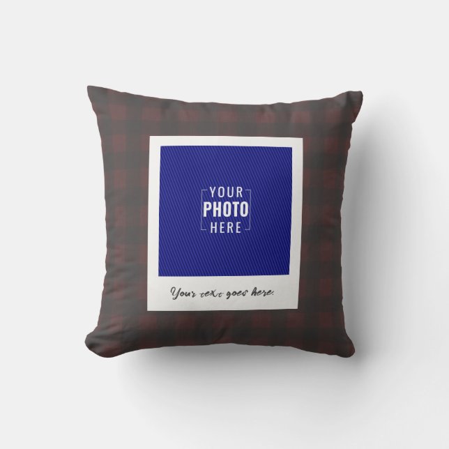 Rustik Buffélrutig Polaroid-foto Anpassad Kudde (Framsida)