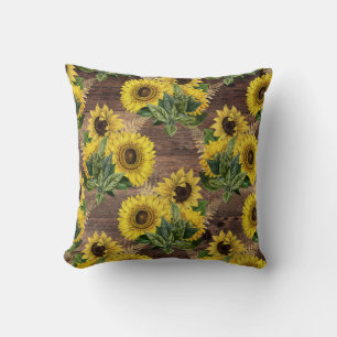 Rustik bukett av solrosor lantlig vintageblomma kudde