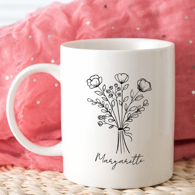 Rustik bukett blommor Brudtärna Namn Kaffemugg (Skapare uppladdad)