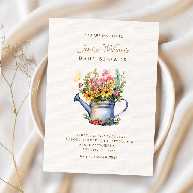 Rustik bukett med blommor baby shower inbjudningar (Skapare uppladdad)