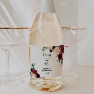 Rustik Burgunder Bröllopsdusch Glänsande Vin Etike