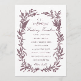 Rustik burgunder vildbloms krans bröllop tidslinje program