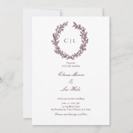 Rustik burgunderfärgad vildbloms krans bröllop inbjudningar