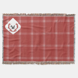 Rustik Burgunderröd Tartan Monogram Filt