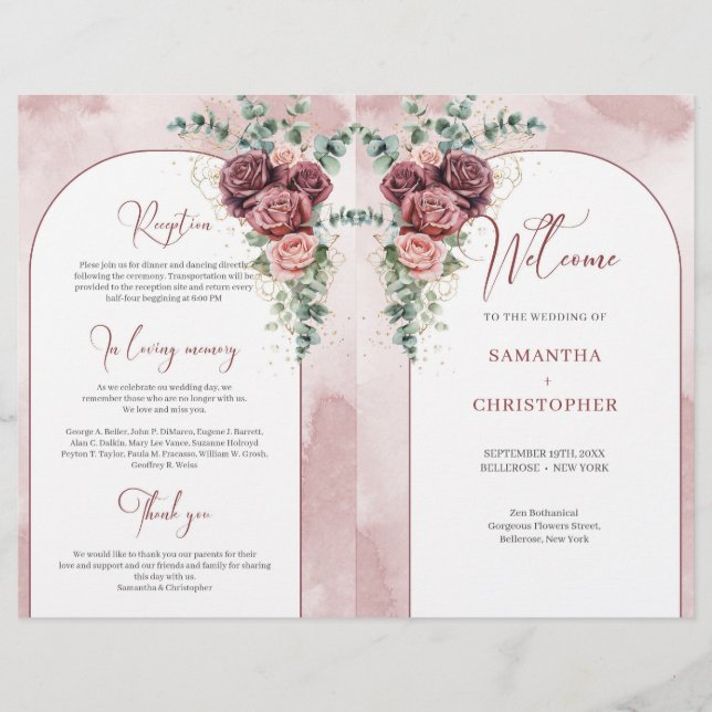 Rustik burgundisk  ro eucalyptus hopfälld (Framsida)