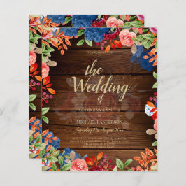 Rustik Burgundy Blå Blommig Bröllop