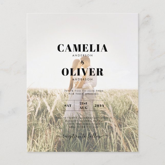 Rustik Burgundy Blå Blommig Bröllops FOTO INBJUDAN Flygblad (Framsidan)