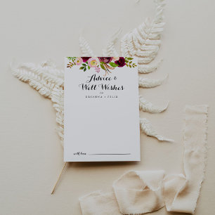 Rustik Burgundy Blommigt Bröllop brunn Önskemål Rådkort