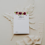 Rustik  Burgundy Blommigt Calligraphy Bröllop Rådkort<br><div class="desc">Detta telefonkort för burgundisk blommigt i bröllop är perfekt för ett enkelt bröllop. Utformningen har blommor med rosa, , röd, burgund och insida vattenfärg med grönt bladage. De här korten är perfekter för bröllop, möhippa, babydusch, studentfest och mycket mer. Anpassa korten med namn från bruden och brudgummen, blivande föräldrar eller...</div>