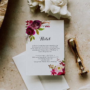 Rustik  Burgundy Blommigt Calligraphy Hotel Tilläggskort