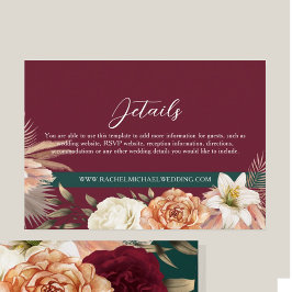 Rustik Burgundy Bröllopsdetaljkort Tilläggskort