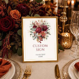 Rustik Burgundy Guld Eucalyptus Höst anpassad tabl Poster