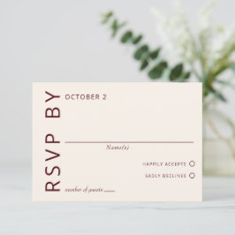 Rustik Burgundy-minimalistisk modern Bröllop OSA Kort
