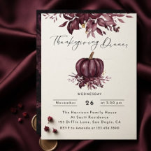 Rustik Burgundy Pumpa Thanksgiving Middag