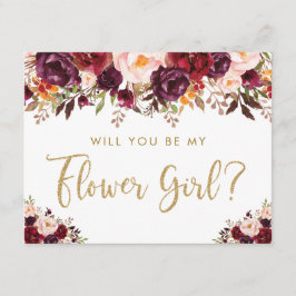 Rustik Burgundy Rodnad Will You Be My Flower Girl Inbjudningar
