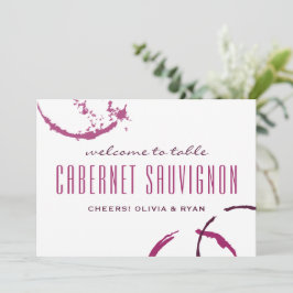 Rustik Burgundy Vin Stain Bröllop Bord Namn Inbjudningar