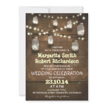 Rustik burk och lätta bröllopsinbjudningar